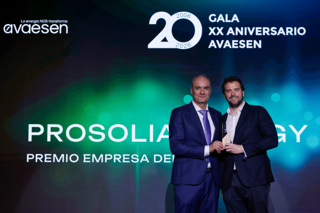 Prosolia, premiada como Pyme del Año por AVAESEN: un reconocimiento al impulso de la transición energética